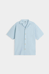 Cotton Pique Resort Collar Shirt - Maya Blue
